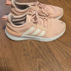 Adidas Women’s Pink and White Mesh Cloudfoam Sneakers